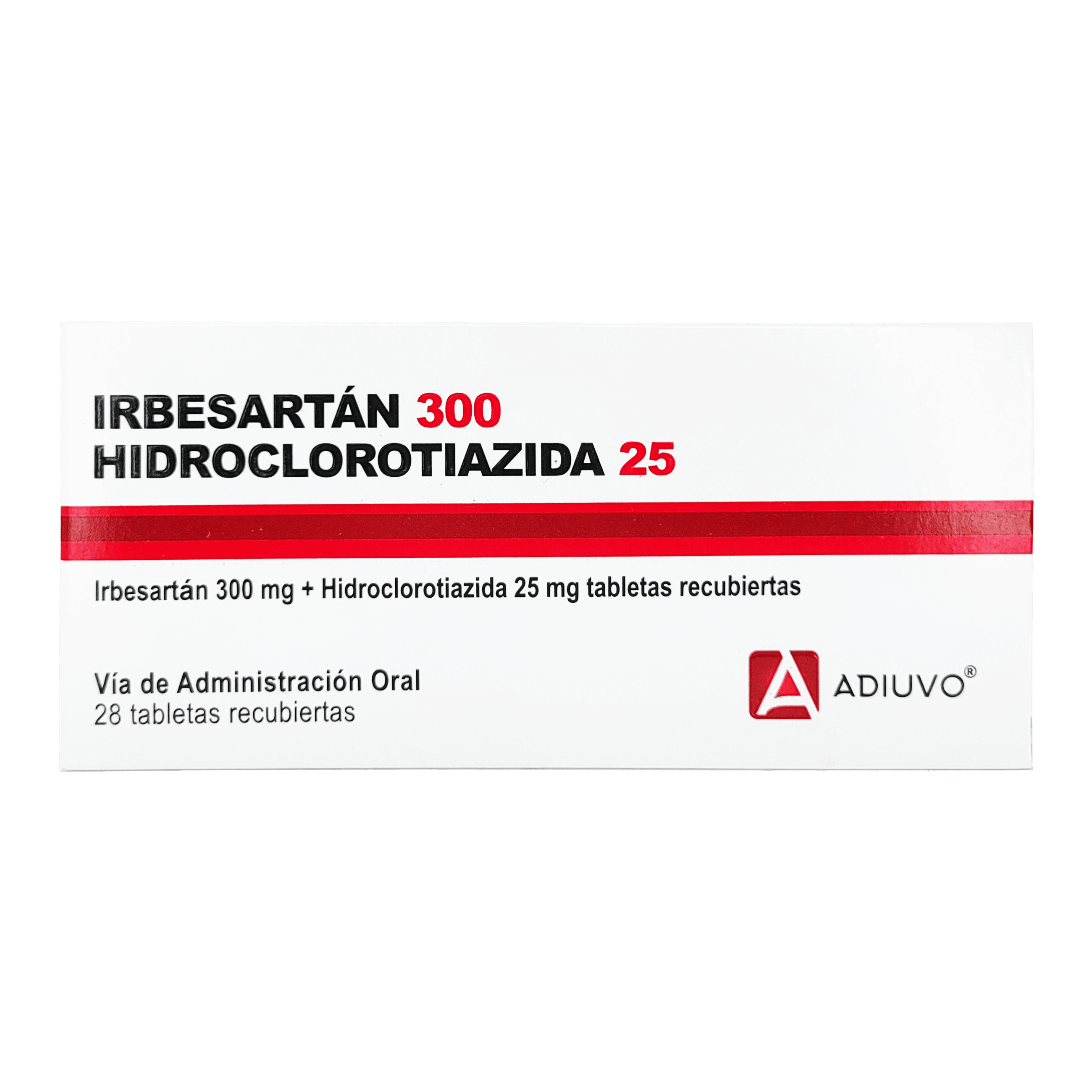 Irbesartán+ Hidroclorotiazida Adiuvo 300mg /25mg , 28 Tabletas ...